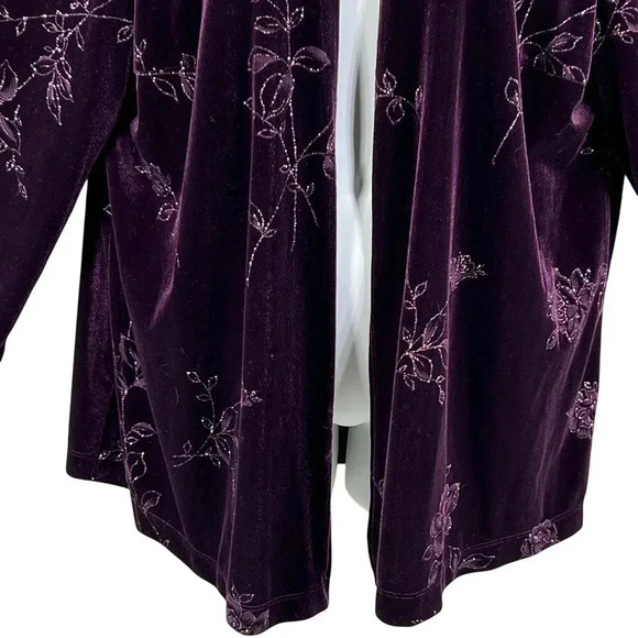VTG S.L. Fashions Womens 20W Plum Kimono Cardigan Velvet Blazer Open Front Boho - Picture 7 of 15
